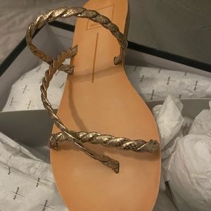 Dolce Vita Gold crackle gladiator sandal